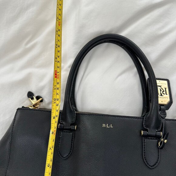 Lauren Ralph Lauren Black Leather Newbury Double Zip Satchel - Picture 15 of 15
